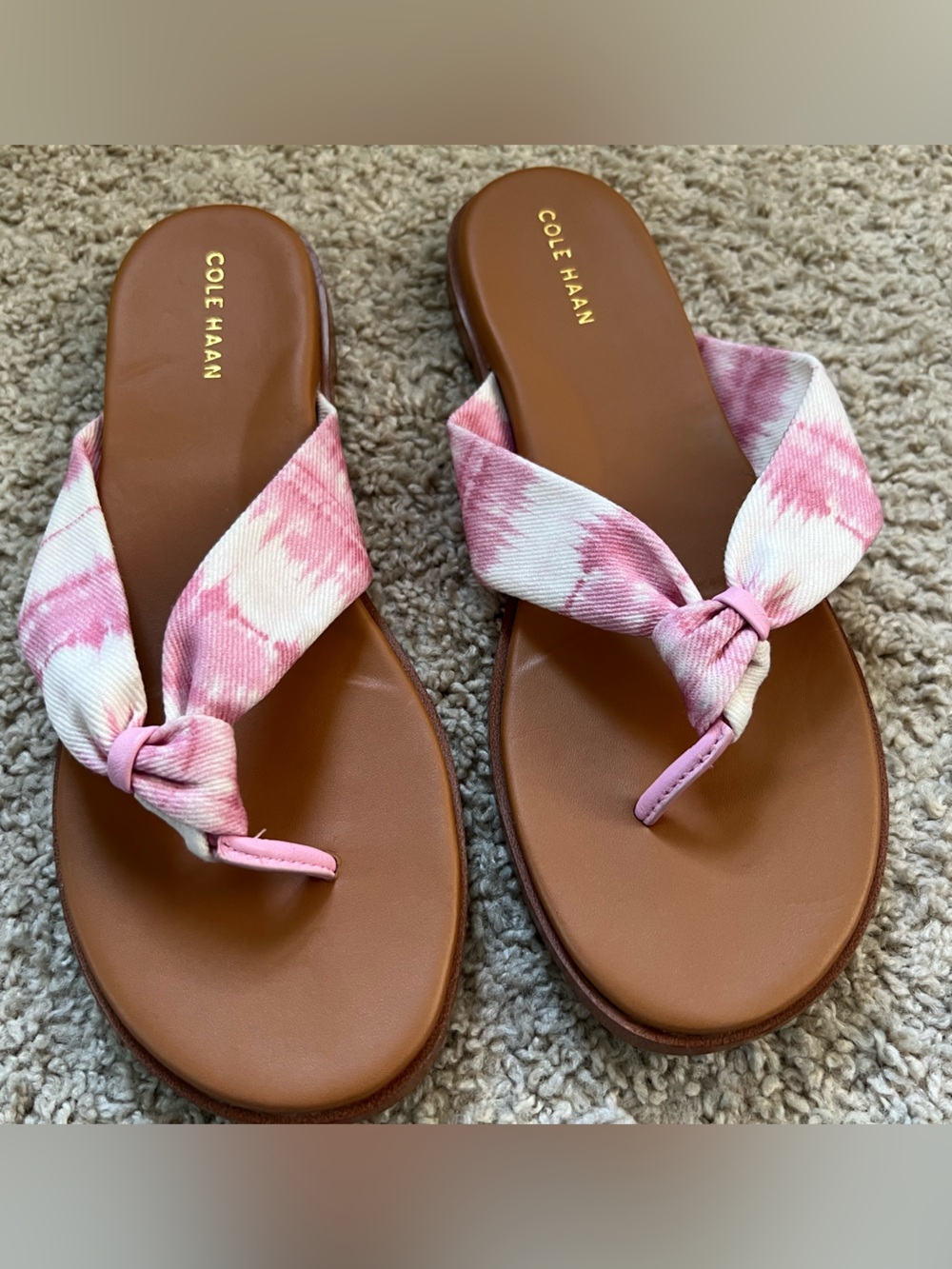 Cole Haan Fiona Memphis Pink Tie-Dye Slip On Thong Sandals Size 7.5